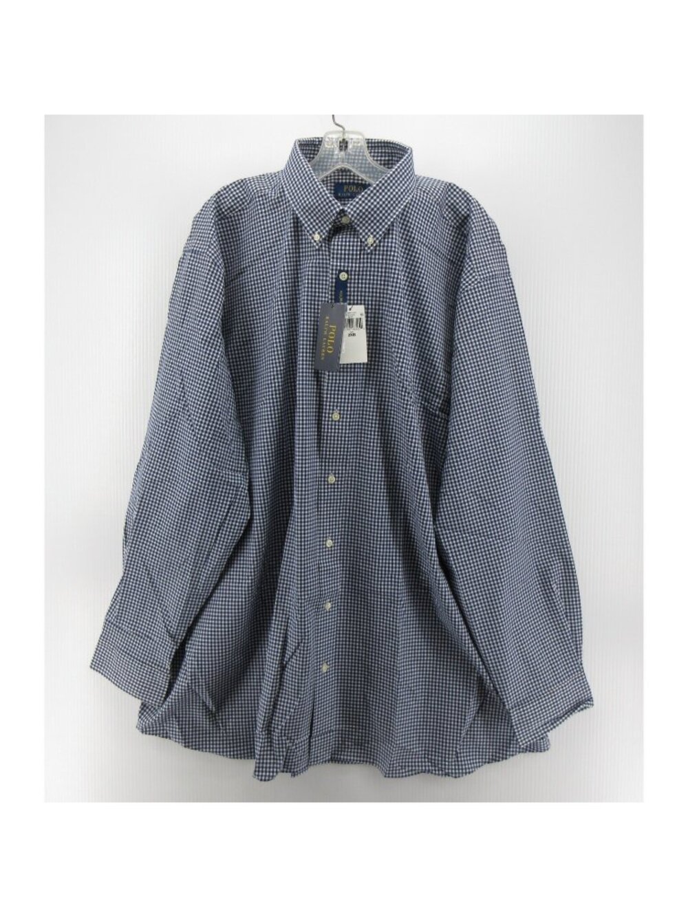 Polo Ralph Lauren Shirt 2XB Big Navy Gingham Plaid Stretch Button Down